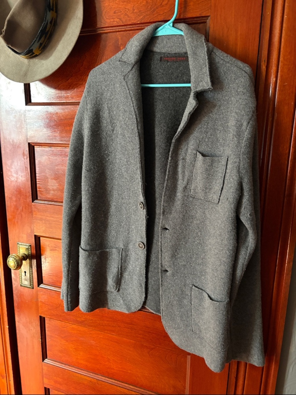 Emozioni Uomo Gray Men's Knit Blazer Sport Coat/Sweater